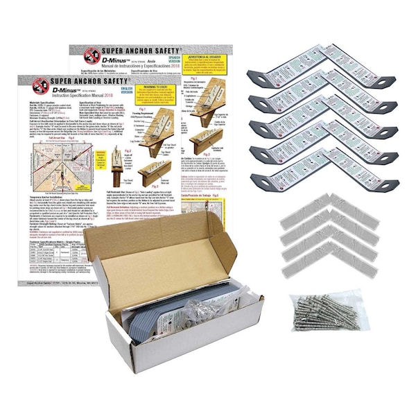 Super Anchor Safety D-Minus Anchor Gray 11ga Steel. Includes Fasteners and Butyl Flashing Strips. 10pc Retail Box 1075 - main